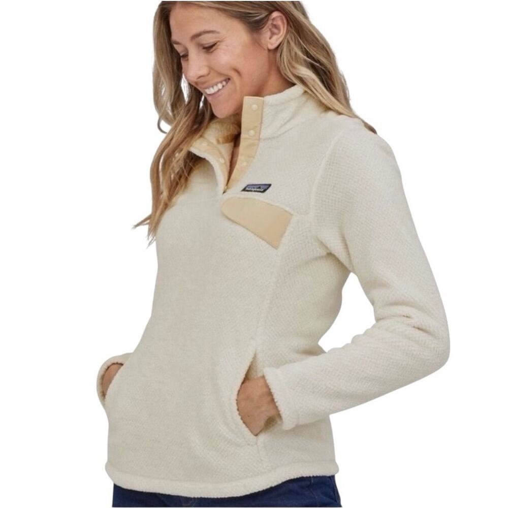 Patagonia Re-Tool Snap-T Polartec Fleece Pullover Sweatshirt Jacket S Cream